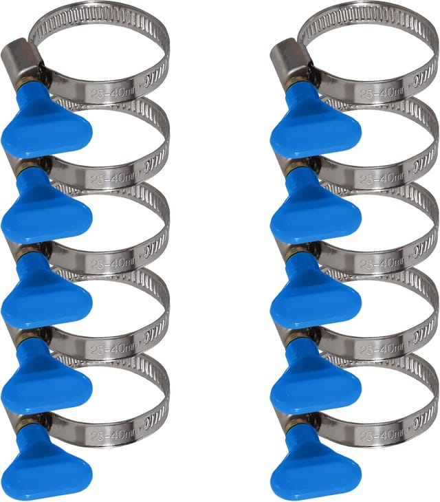 10 Stück Schlauchschellen Mit Flügelmutter Aus Edelstahl – 9 Mm Bandschlauchschelle (25–40 Mm Blaue Flügelmutter)