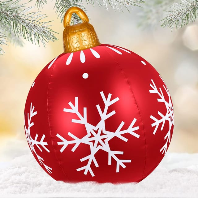 (schneeflocke) 23,6 Zoll Riesige Aufblasbare Weihnachtskugel, Aufblasbare Weihnachtskugel Aus Pvc, Extra Große Dekorierte Aufblasbare Weihnachtskugeln, Aufblasbare Weihnachtsbälle Für Den Außenbereich
