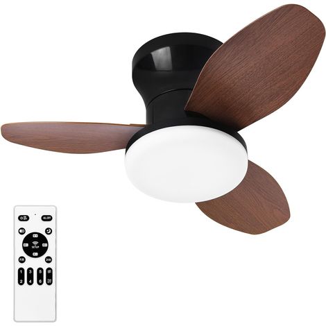 Klvgtifs Pu – Kleiner Deckenventilator Mit Licht, 63,5 Cm (25 Zoll) Einbauhöhe, Fernbedienung, 3 Flügel, 6 Geschwindigkeitsstufen, Dimmbare Led, Einstellbare Farbtemperatur