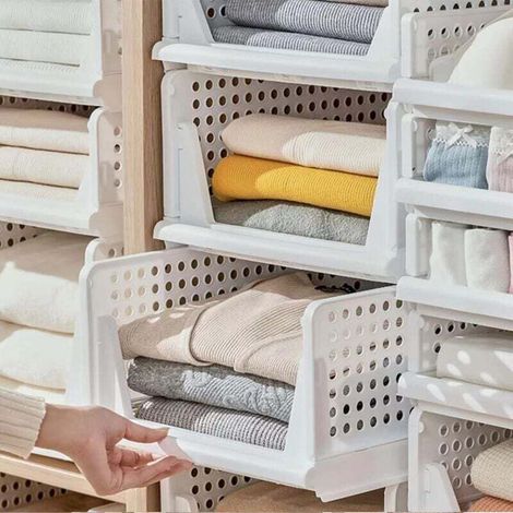 Klvgtifs Pu – 3-teiliger Kleiderschrank-organizer, Stapelbarer Schubladen-organizer, Aufbewahrungsbox Aus Kunststoff Für Kleidung Im Schlafzimmer, Kleiderschrank Oder Ankleidezimmer, 43 X 32,5 X 18 Cm