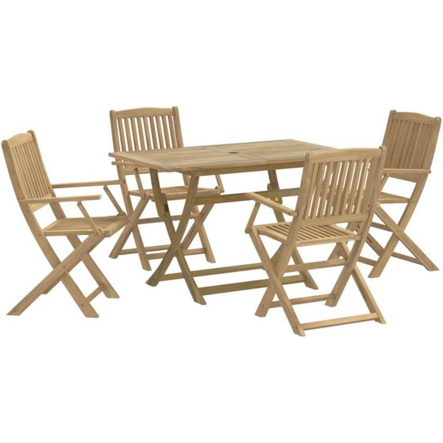 Garten Essgruppe 5-teilig Akazienholz Latten-design Skandinavisch