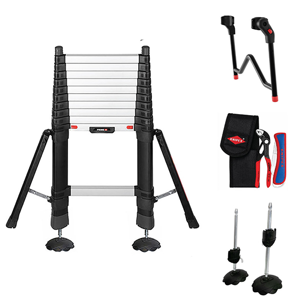 Teleskopleiter 4.10m - Stabilisatoren, 2 Füße Und Abstandhalter - Maximale Arbeitshöhe 4.90m - Tel72241st/pps-ekn