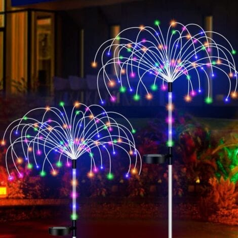 Solar-gartenleuchten Für Den Außenbereich, 2 Stück, 120 Leds, Solar-feuerwerk, Ip65 Wasserdicht, Dekorative Solar-außenbeleuchtung