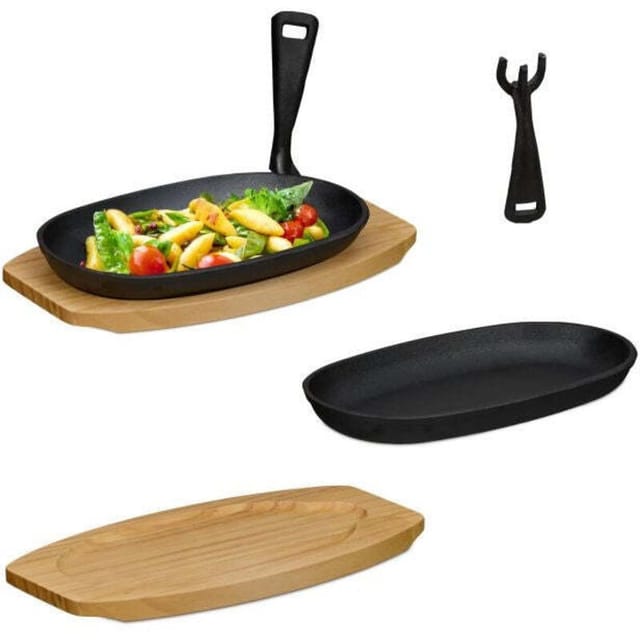 Servierpfanne mit holzboden 2er pack
