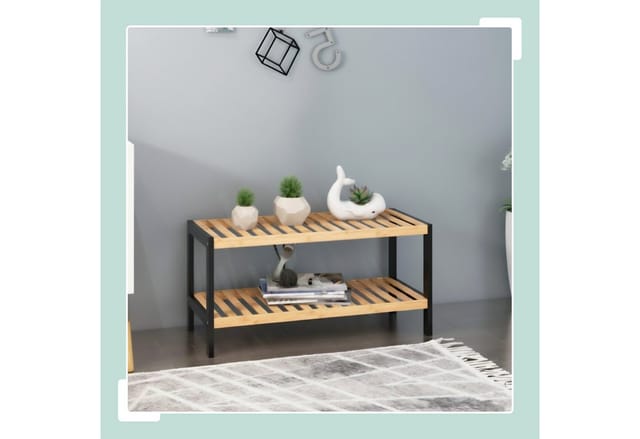 Relaxdays Schuhregal, HxBxT: 33 x 70 x 26 cm, Bambus, 2 Ebenen, 6 Paar Schuhe, Schuhständer Gitterablagen, natur/schwarz