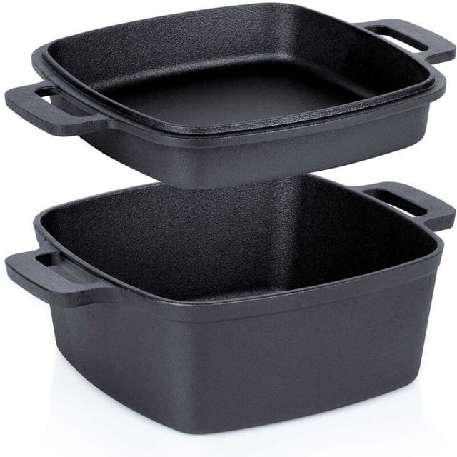 Gusseisentopf mit Deckel, 2-in-1, 25 cm, 4,5 l/1,8 l