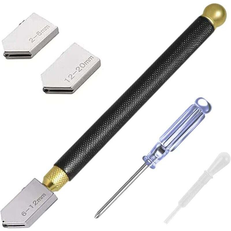 Professioneller Glasschneider Im Stiftformat, Schneidet Glas Von 2 Bis 20 Mm Dicke, Ideal Zum Schneiden Von Glas, Fliesen, Spiegeln Und Mosaiken. 5-teiliges Set.