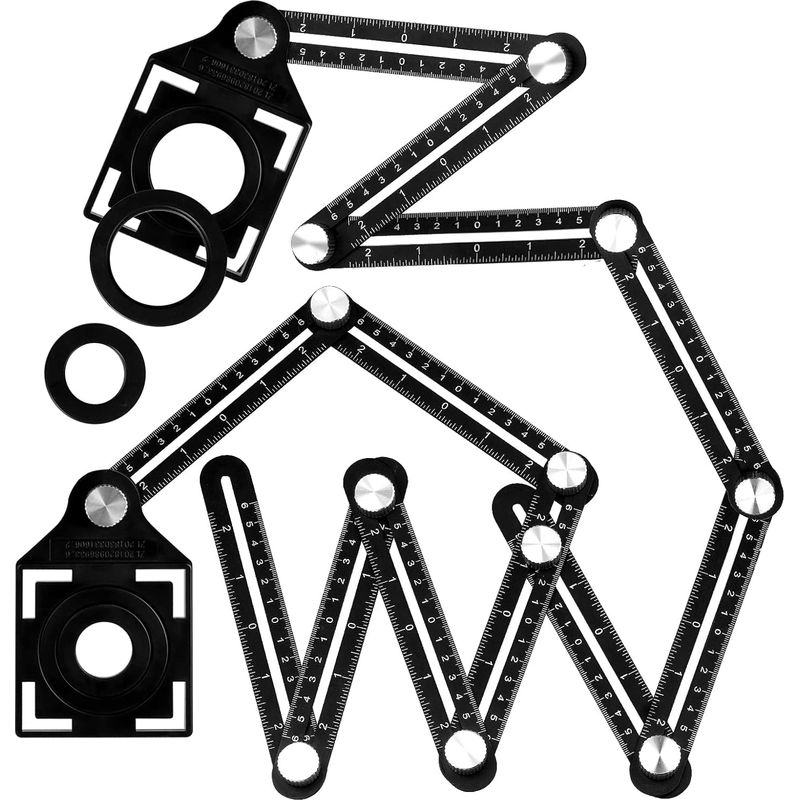 Eckschablone, Fliesenschablone, Multifunktionswinkelmesser, 12-seitiges Messwerkzeug Aus Aluminiumlegierung, Treppenschablone