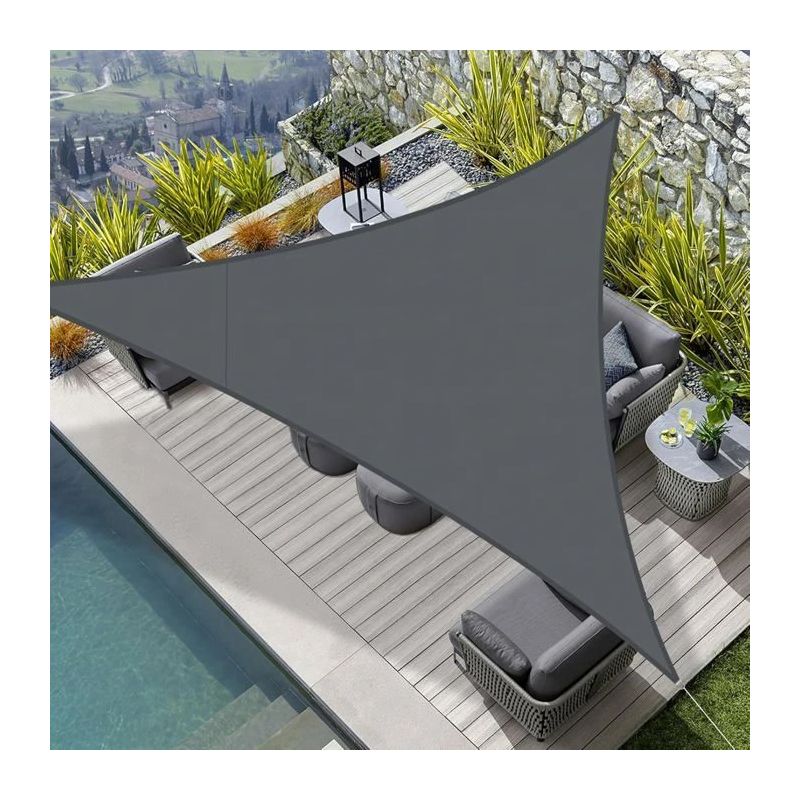 Wasserdichtes Dreieckiges Sonnensegel 4x4x4m Aus Pes-gewebe, Uv-schutz, Anthrazit