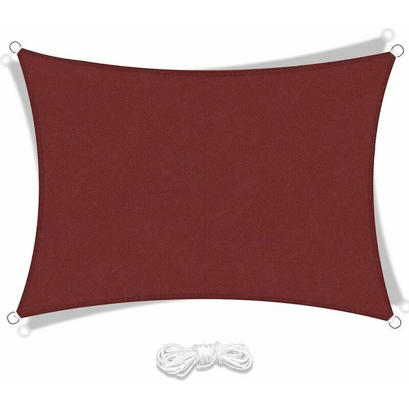 Rechteckiges Sonnensegel Aus Wasserdichtem Und Uv-beständigem Polyester Für Terrasse, Camping Und Garten (2 X 3 M, Dunkelrot)