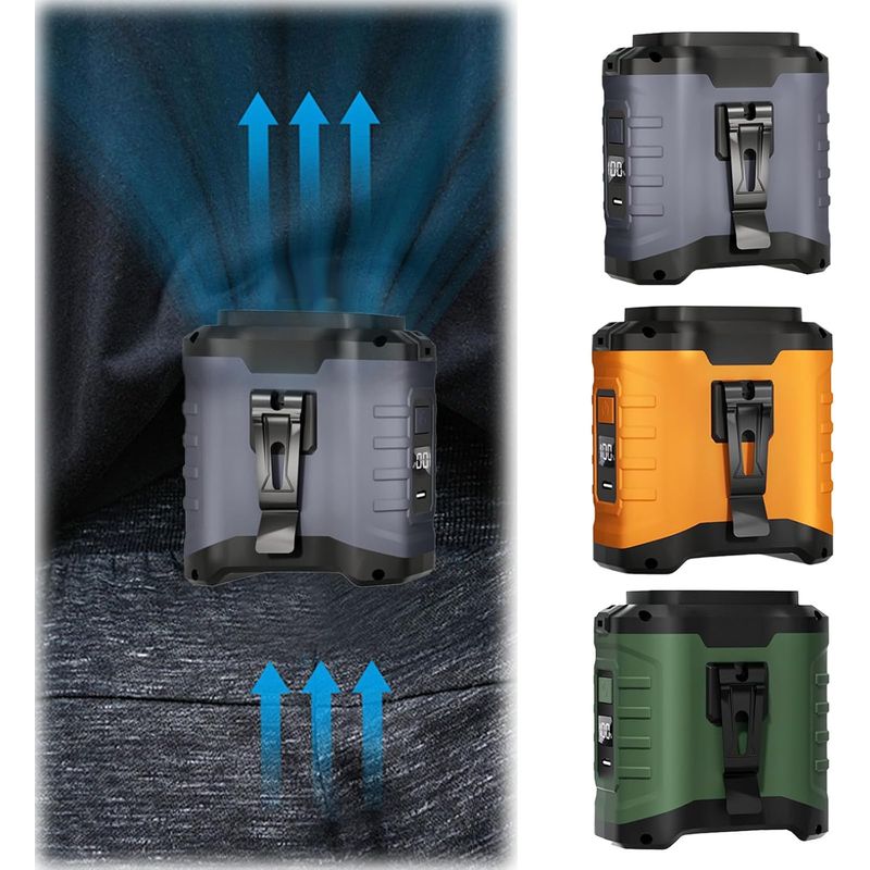 Tragbarer Lüftergürtel Mit Clip Für Die Taille, 10.000 Mah, Wiederaufladbar, 5 Geschwindigkeitsstufen, 360°-drehung, Ideal Für Arbeiten Im Freien (hemdkragen).