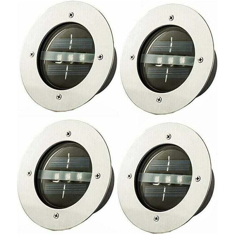 Einbau-bodenstrahler Für Den Außenbereich, Ip65 Wasserdicht, Led - 4er-pack - Durchmesser 120 Mm - Weißes Licht - Beleuchtung Für Wege Und Gärten