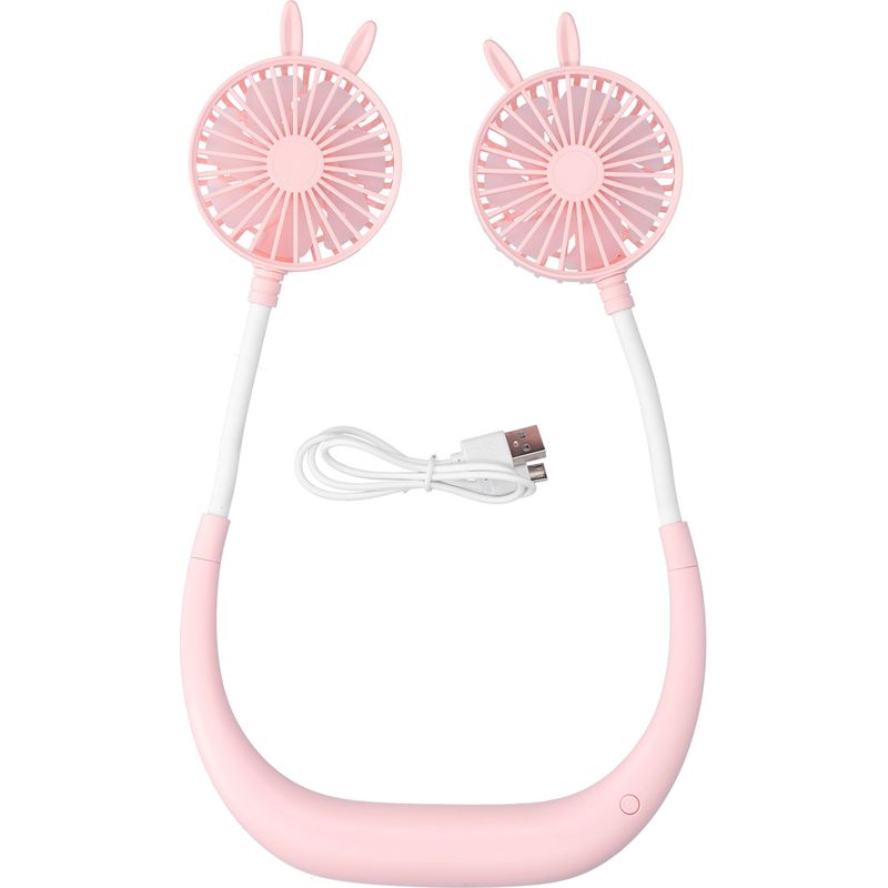 Wiederaufladbarer, Tragbarer Und Elektrischer Nackenventilator Per Usb, Pink, Ideal Für Reisen, Büro Und Fitnessstudio.