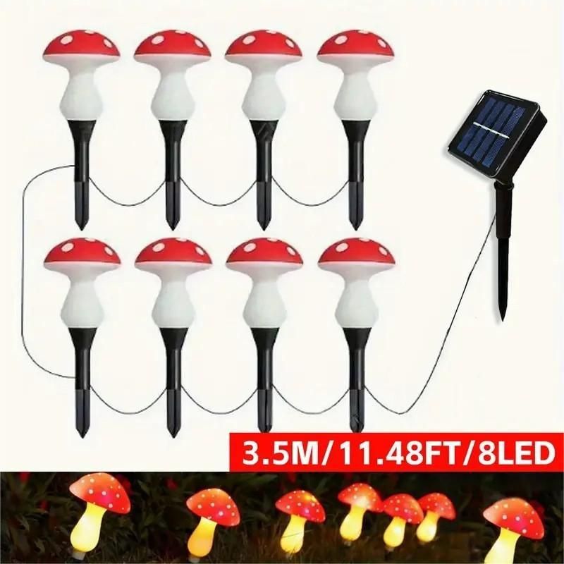 Pilzförmige Solar-gartenleuchten Mit 8 Leds, Dekorative Außenbeleuchtung, Stimmungsvolle Rasenbeleuchtung