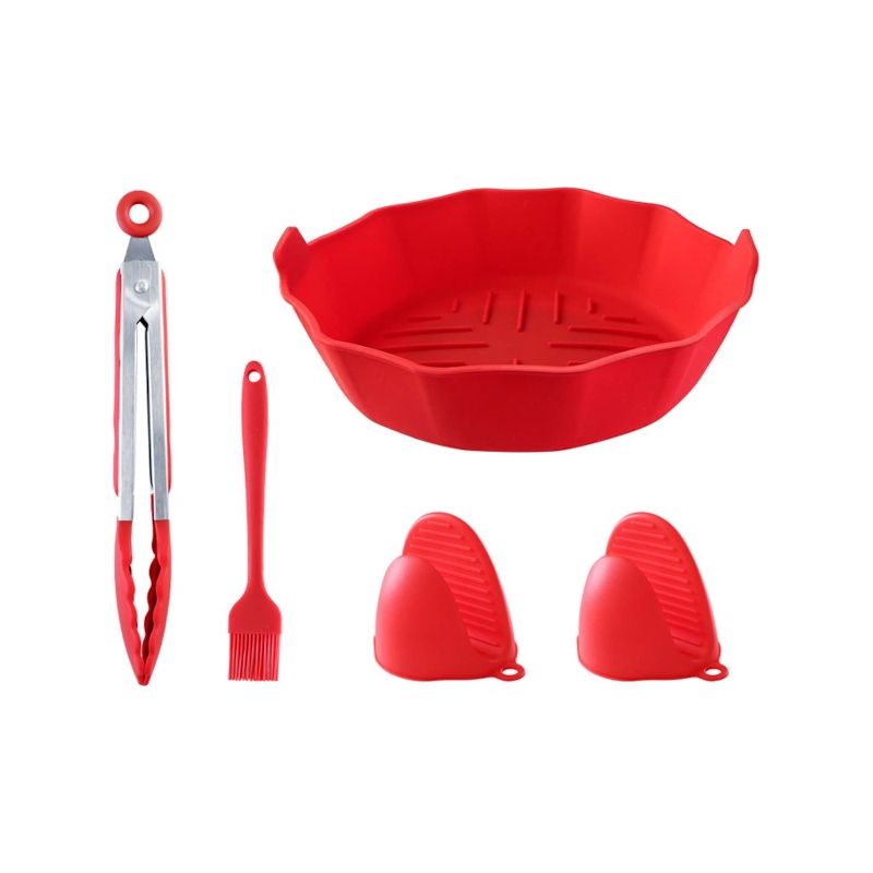Zubehör Für Heißluftfritteusen: Kochplatte, Topflappen, Pinsel, Zange – Ideal Zum Kochen, Backen, Für Gebäck Und Zum Grillen – Fünfteiliges Set