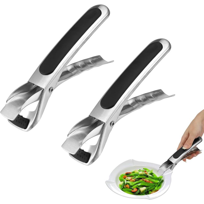 Set Mit 2 Edelstahl-heißluftfritteusenzangen, Hitzebeständigen Zangen, Küchen- Und Ofenzangen Zum Anheben Heißer Speisen, Schwarz