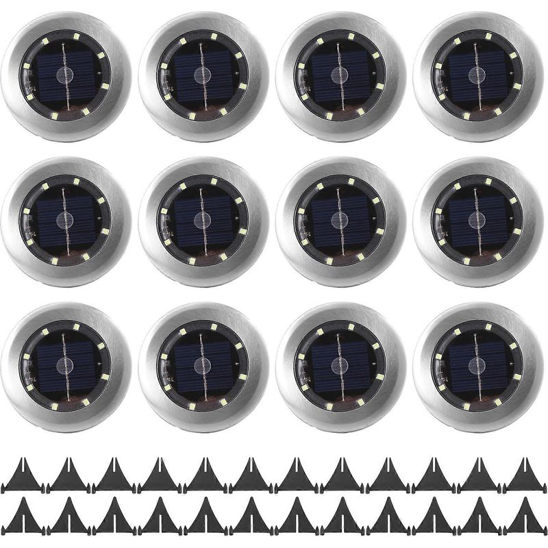Set Mit 12 Led-solar-gartenleuchten (8 Scheiben), Ip65 Wasserdicht, Für Gehwege, Rasenflächen, Terrassen Und Innenhöfe.