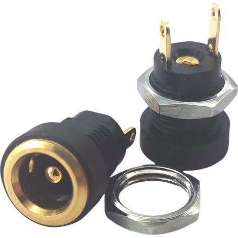 Netzteil Dc/dc-022b Mit Mutter, 2-poligem Rundsockel, Verlängertem Gewinde, Vergoldet, 5,5 X 2,5 Mm