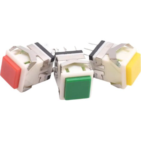 Quadratischer Drucktaster Kd2 Ohne Lampe, Selbstverriegelnd, Rückstellbar Mit Lampe, Kontrollleuchtenöffnung, 17 Mm, Kd2-22, Entriegelbar, 8 Pins, Dreifarbig, 3-teiliges Set