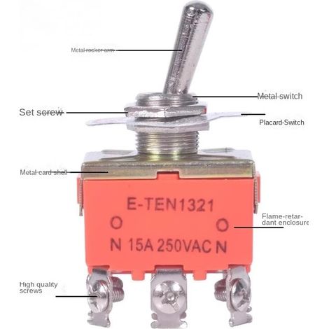 E-ten1321 Wippschalter (großes Modell): 2 Oder 3 Geschwindigkeiten, Länge: 60 Mm, 90 Mm, 120 Mm, 180 Mm, Referenzen: 1321/1021/1121/1122/1221ten-1321, 6-poliger Stecker, 2 Geschwindigkeiten, Orange.