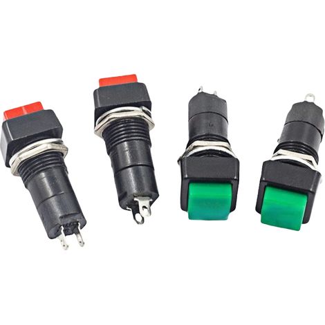 Pbs-12 Quadratischer, Selbstverriegelnder, Selbstrückstellender Knopf, Öffnung 12 Mm, Kleiner Druckschalter, Rot/grün, Pbs-12b Zweifarbig, Entriegelt, 4 Zellen Pbs