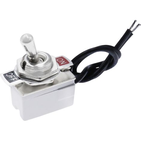 Kabelgebundener Druckknopfschalter, 12-mm-wippschalter, 2 Kleine Griffe, Ein-/ausschalter, Weißes Kabel, 2 Geschwindigkeitsstufen, 3 A, 250 V, 15 Mm Kabellänge