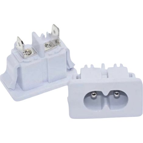 Achterförmige Steckdose Ac-027, Zwei Löcher, Vertikaler Achtförmiger Db-14-stecker Mit Karte, 12,2 Cm Breite Füße, Schwarz/weiß Ac027a Weiß, 12,2 Cm Breite Füße