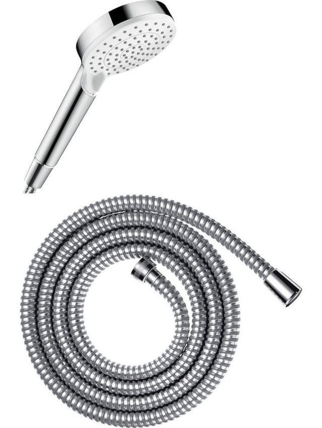 Hansgrohe Handbrause Crometta Vario weiß/Chrom, mit 175 cm Brauseschlauch Handbrause