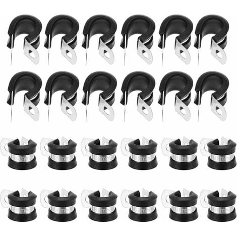 24-teiliges Set Aus 10-mm-edelstahl-schlauchschellen (p-clips) Mit Gummibeschichtung Für Kfz-, Elektro-, Rohr-, Draht-, Seil- Und Kabelanwendungen