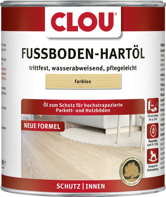 Clou Fußboden Hartöl 750 ml farblos Holzschutzlasur