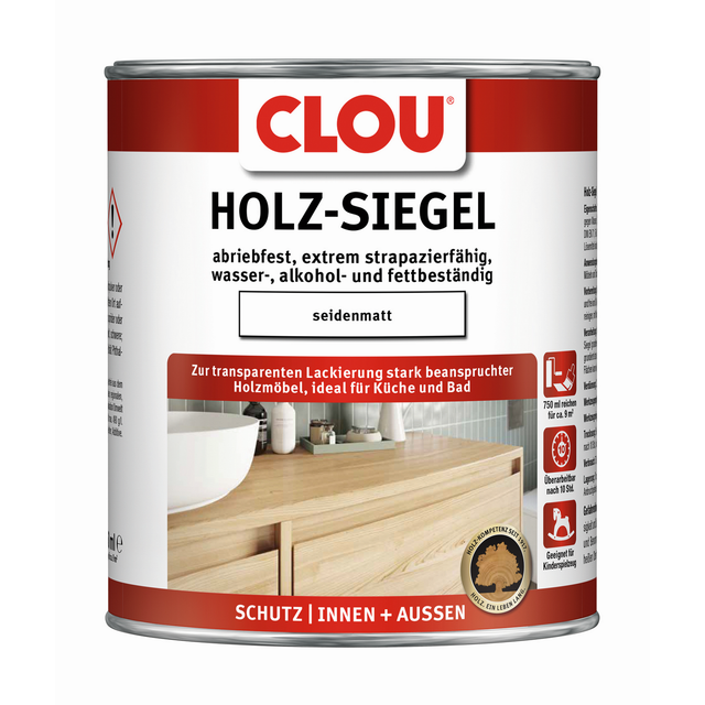 Clou Holz-Siegel 750 ml seidenmatt transparent Holzschutzlasur