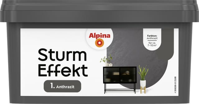 Alpina Wandfarbe Sturm Effekt anthrazit 1 L Innen