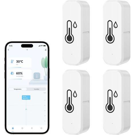 Wlan-thermometer Für Den Innenbereich – Vernetztes Hygrometer Mit Intelligentem Alarm – Sprachsteuerung – Kompatibel Mit Amazon Alexa Und Google Home – 4 Stück