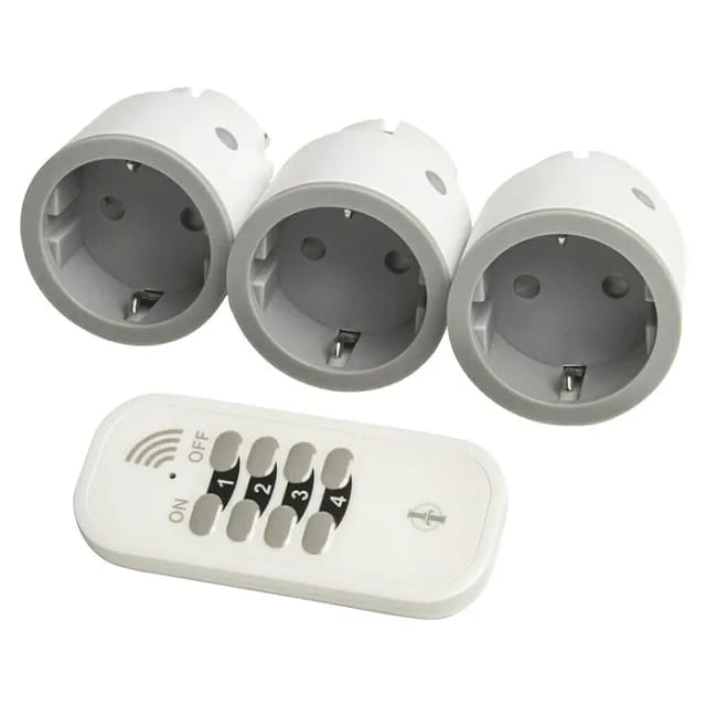 Intertechno Funk-Steckdosen ITI-14 mit Handsender Smart Home 3er Set Steckdose