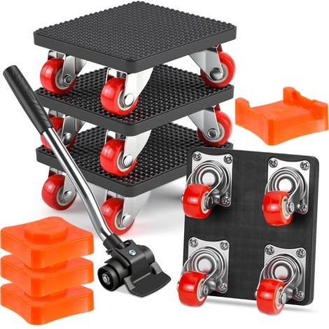 Schwerlast-möbeltransportwagen-set Mit 4 Um 360° Drehbaren Rädern Und Möbelheber, Maximale Traglast 500 Kg, Rollbares Möbeltransportset Für Schwere Möbel Und Gegenstände