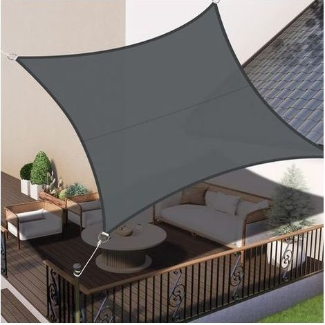 Rechteckiges, Wasserdichtes Sonnensegel Aus Pes (2 X 2 M), Anthrazitfarben, Mit 95 % Uv-schutz, Für Terrasse Und Garten.