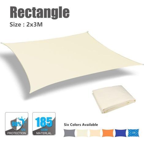 Wasserdichtes, Rechteckiges Sonnensegel 2x3m Mit Uv-schutz Für Garten, Terrasse Und Balkon, Beige