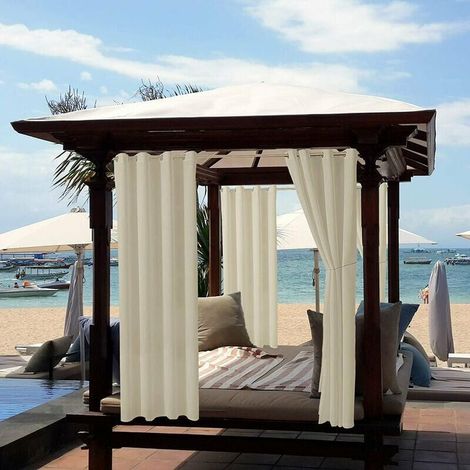 Outdoor-vorhang – Wasserdicht, Verdunkelnd, Wärmeisolierend – Für Pergola, Gartenpavillon, Veranda, Terrasse – 130 X 220 Cm – Beige – 2 Paneele