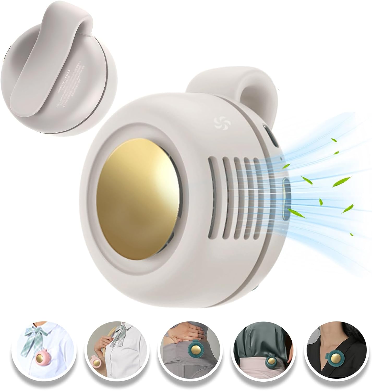 Tragbarer Clip-ventilator, Usb-aufladbar, Mini-ventilator Ohne Rotorblätter, 360°-drehung, 3 Windgeschwindigkeiten, Leise Kühlung, Geeignet Für Reisen Und Den Bürogebrauch.