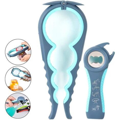 5-in-1- Und 4-in-1-multifunktions-flaschen- Und Glasöffner-set, Einfach Zu Bedienen Für Kinder, Senioren Und Menschen Mit Arthritis. (blau)