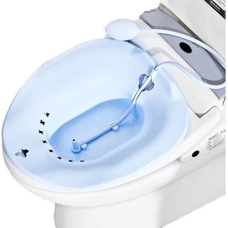 Tragbares Bidet Für Toilette, Toilettensitzbad, Tragbarer Toilettensitz Zur Hämorrhoiden- Und Dammbehandlung Während Der Schwangerschaft Oder Nach Der Geburt (blau Mit Spülung)