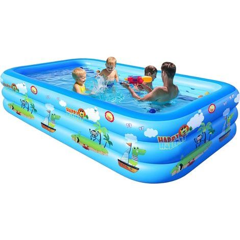 Aufblasbares Kinderplanschbecken 150 × 105 × 55 Cm – 3 Luftkammern – Bpa-freies Material – Planschbecken Für Drinnen Und Draußen