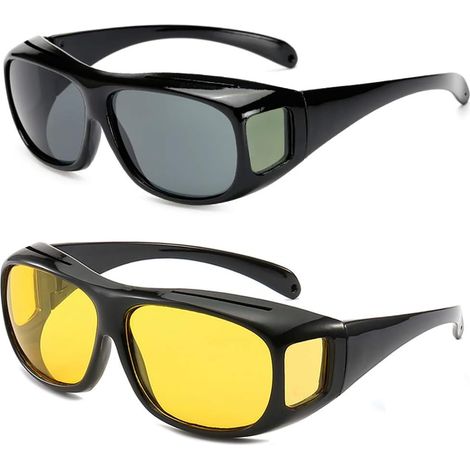Nachtsichtbrille – Gelbe Polarisierte Uv400-gläser – Umfassendes Design, Kompatibel Mit Korrektionsbrillen – Für Nachtfahrten Bei Nebel – 1 Paar