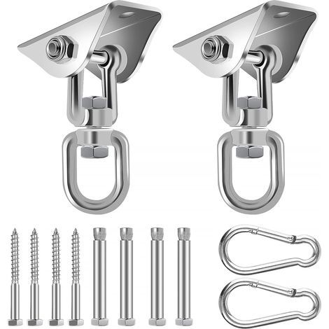 Set Mit 2 Deckenhaken (90 Mm) Für Hängesessel. Robuste Haken. Tragkraft: 450 Kg. 360° Drehbar. Aus Edelstahl. Montagehalterung Für Hängematten, Boxsäcke Etc.
