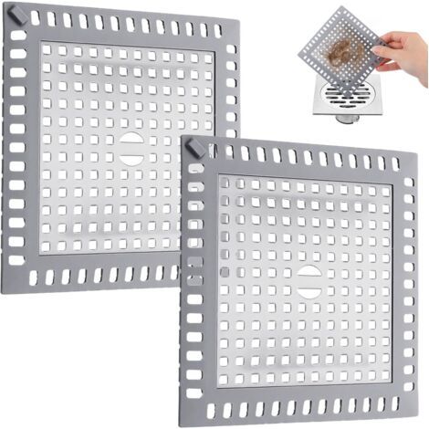 Set Mit 2 Quadratischen Edelstahlrosten – 12,5 X 12,5 Cm – Für Dusche Und Badezimmer