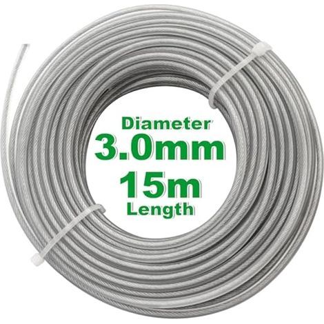 Geeignete, Hochbelastbare Schneideschnur Aus Stahl Für Rasentrimmer, 3 Mm X 15 M Runde Ersatzschnur Für Freischneider