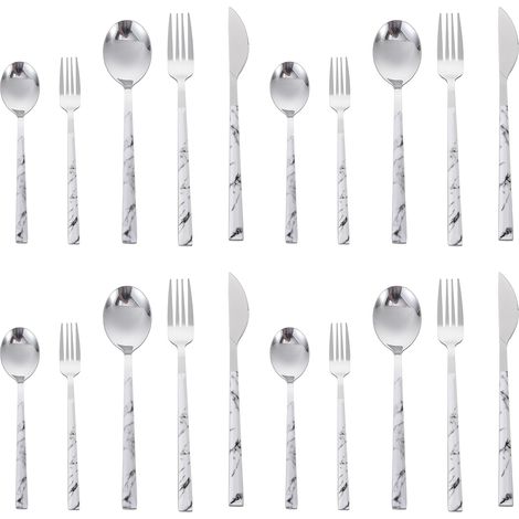 Besteckset – Edelstahl – Matte Oberfläche Und Vergoldete Griffe – Für 4 Personen – 20-teilig