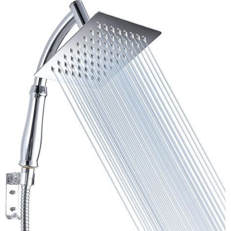 Regenduschkopf Mit Brausearm, Hochdruck-handbrausen Aus Edelstahl, 15 Cm Quadratischer Wasserfall-duschkopf Mit Verlängerungsarm Und Befestigungsmaterial,