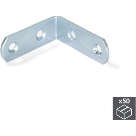 Packung Mit 50 Befestigungswinkeln, 42x42 Mm – Verzinkter Stahl – 4 Löcher Zur Rechtwinkligen Befestigung Von Brettern.