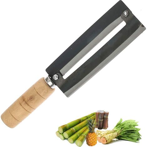 Zuckerrohrschäler-messer – Klinge Aus Kohlenstoffstahl – Rutschfester Griff Aus Naturholz – 1 Stück